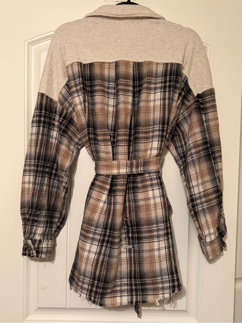 Miss Me Oatmeal Jacket with Plaid - Picture 3 of 5